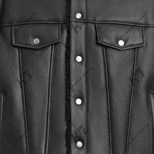 Chaqueta Bomber de Piel de Oveja Negra para Hombre, Impermeable, con Capucha y Cierre Frontal con Logotipo - Product Image 4