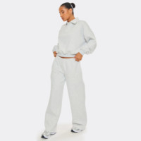 Ensemble de survêtement 2 pièces pour femmes gris clair chiné pleine longueur avec logo personnalisé Ensemble de survêtement 2 pièces pour femmes pleine longueur