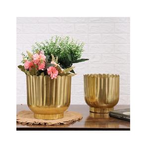 Ensemble de 2 pots de fleurs en métal décorés d'herbes élégantes pour la maison, le bureau ou les événements, à prix raisonnable - Product Image 6
