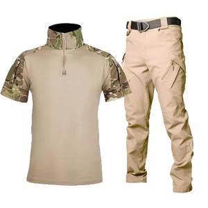 Conjunto de uniformes de verano para hombre, traje negro Multicam transpirable de camuflaje, Camiseta corta, camisa, uniforme de carga táctico, conjunto de caza - Product Image 5