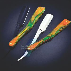 Rasoir droit de barbier à lame unique avec logo personnalisé Vente en gros à bas quantité minimale de commande Manche en bois en acier inoxydable Rasoirs de barbier - Product Image 3