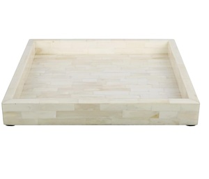 Fabriqué à la main blanc maison idéale plateau de service en incrustation d'os pour Table basse comptoir plateau de service fabricant indien plateau de petit déjeuner - Product Image 1