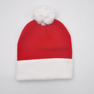 Gorro Jacquard de punto a rayas rojas y blancas con logotipo personalizado, gorros de Papá Noel para mujeres y hombres, escena navideña - Product Image 2