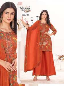 Kurti imprimé scintillant pur de qualité d'exportation indienne avec pantalon et Dupatta avec broderie travail achats en ligne Inde femme mode - Product Image 3