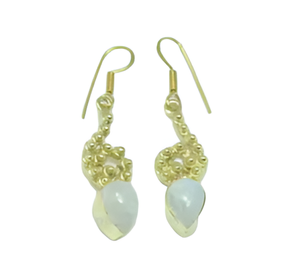 Pendientes Colgantes de Plata de Ley 925 con Baño de Oro y Piedra de Luna Arcoíris Clásica en Forma de Pera para Bodas, Compromisos y Fiestas - Product Image 1