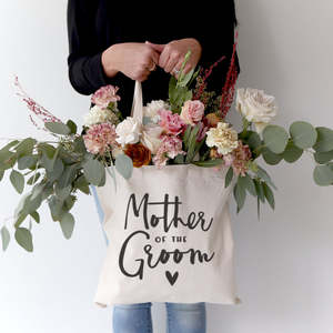 Solid Color Wedding Cotton Canvas Tote Bag Open Closure for Mother of the Groom - Product Image 4
