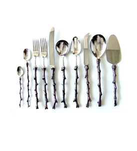 Juego de cubiertos con mango de diseño de acero inoxidable al por mayor, tenedor de oro, cuchillo, fabricante de acero espejado de La India - Product Image 3