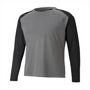 Camiseta de Béisbol de Manga Larga para Hombre, Cuello Redondo, Bloques de Color, Absorbe la Humedad, Poliéster, Corte Regular, Ropa para Adultos - Product Image 1