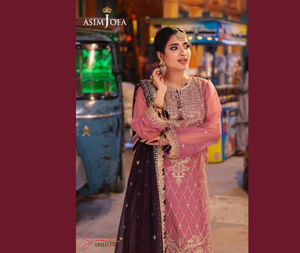 Saboor Aly Parizaad Star Bringing Asim Jofa BORDADO TWISTED SEDA Vestido de 3 piezas Cosido por la colección Ssumaira - Product Image 3