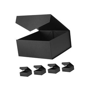 Cajas de regalo con tapas, Cajas de regalo negras, Cajas de padrino, Impresión de etiquetas de regalo plegables Cierre magnético - Product Image 1