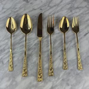 Juego de cucharas doradas con mango de diseño floral Delgado Cubiertos elegantes de acero inoxidable Cubiertos decorativos para comedor Cocina Uso en fiestas - Product Image 5