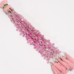 ลูกปัดไพลินสีชมพูแซฟไฟร์ลูกปัดเหลี่ยมเพชรพลอยแซฟไฟร์สีชมพูลูกปัดแซฟไฟร์สำหรับทำเครื่องประดับ - Product Image 1