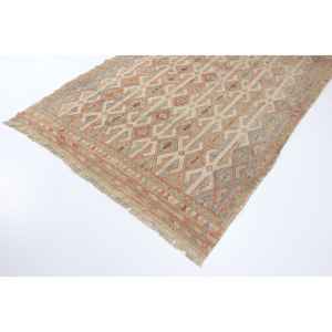 Alfombra Turca de 5.7x8.4 pies, Alfombra Vintage Grande, Alfombra de Lana a Cuadros Marrón Rojizo - Product Image 2