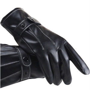 <b>Men's</b> Real <b>Leather</b> Touch-Screen Winter <b>Driving</b> <b>Gloves</b> - Black - Product Image 1