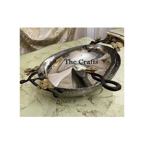 Prime Quality Silver Color Round Shape Sweets <b>Bowl</b> Leaf Design <b>Stainless</b> <b>Steel</b> <b>Bowl</b> With Aluminium Base - Product Image 4