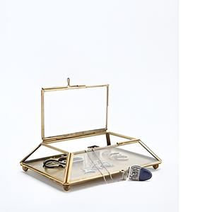 Joyero de tamaño personalizable moderno, joyero de diseño de cristal hermoso, joyería clásica hecha a mano chapada en oro - Product Image 3