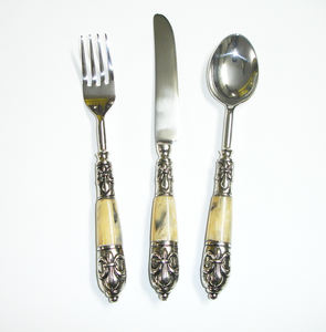 Ensemble de couverts de luxe unique en acier inoxydable de haute qualité, finition brillante, style nordique, vaisselle élégante - Product Image 1