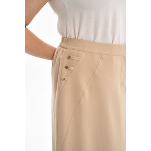 Falda Casual Beige con Detalles de Encaje y Volantes, Cintura Natural, Tejido Ligero para Verano, Talla XS - Product Image 5