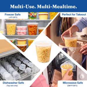 Contenitori per Alimenti 3H da 32 oz con Coperchi (480 Pezzi/Cartone) Adatti per Freezer/Microonde Senza BPA in PP Impilabili Ermetici Lavabili in Lavastoviglie Grado Alimentare - Product Image 4
