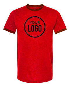 Camiseta fina unisex Ringer, camiseta blanca/azul marino, camiseta de mezcla de algodón a la moda, camiseta suave para hombre, estampado de diseño de logotipo personalizado - Product Image 4