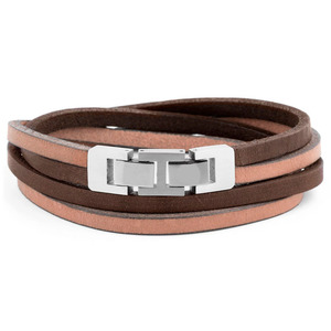 Pulsera de cuero plateado y marrón para hombre de alta calidad, accesorios de moda impresos al por mayor a muy precio - Product Image 1