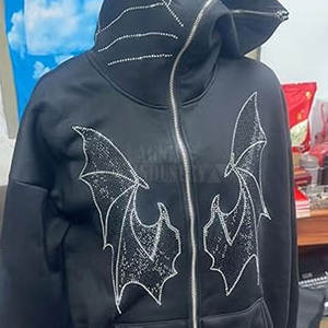 Sudadera con Capucha Personalizada de Alta Calidad para Hombre, con Pedrería, Color Sólido, Tallas Grandes - Product Image 2