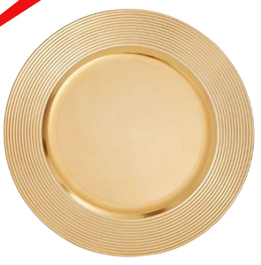 Plaque de chargeur de forme ronde au fini doré de qualité supérieure - Product Image 1