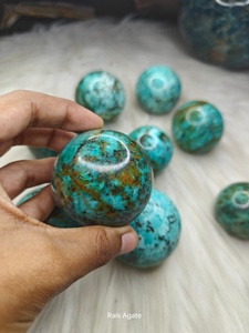 Esferas de Piedra Turquesa Africana Natural, Bolas de Cristal Curativas, Talladas y Grabadas, Marca Rais Agate, para Meditación, Tema del Amor - Product Image 3
