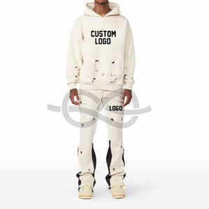 Chándales coloridos de retales para hombre, Conjunto de sudadera elegante de dos piezas con capucha, pantalones acampanados apilados, diseño de moda - Product Image 2