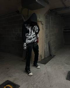 OEM Custom Manufacturer Men's Cropped Stone Acid Washed Sweat à capuche 3D Embroidery Distressed Patch Print Cut Sew pour la saison d'hiver - Product Image 3