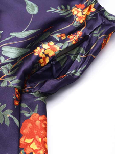 Vestido de fiesta para mujer con estampado floral azul y verde con embalaje personalizado, venta de exportación - Product Image 5