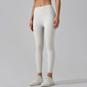 Leggings de yoga pour femmes à taille haute, nouvelle tendance, vente en gros personnalisée, leggings de sport unis à longueur entière avec poches - Product Image 2