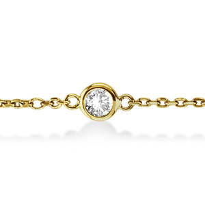 14K Yellow Gold Bezel Set Diamond <b>Anklet</b> <b>Bracelet</b> 0.37ct Fine Jewelry - Product Image 2