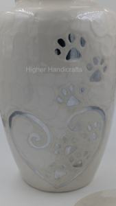 Urne funéraire en métal émaillé blanc pour animaux de compagnie pour les cendres humaines Urne animale gravée sur la patte pour les cendres funéraires - Product Image 5