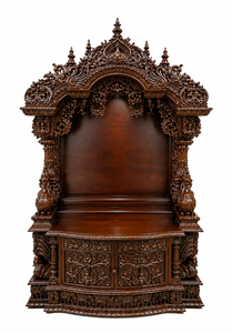 Templo doméstico de madera de teca Shiv Parivar, templo de madera de teca maciza hecho a mano para exportación, mandir de madera premium para Pooja con almacenamiento para el Reino Unido - Product Image 2