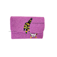 Sac cosmétique perlé personnalisé en gros, pochette Hail Cleo Mardi Gras brodée avec fermeture éclair, sac moyen et étuis
