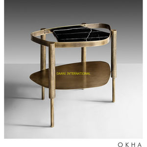 Table d'appoint en aluminium martelé avec socle de designer Table basse ronde pour salon, chambre, salon et décoration d'hôtel - Product Image 3