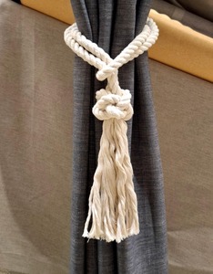 Rustic Tie <b>Curtains</b> Friendship and Love Knot <b>Nautical</b> Natural Cotton Rope <b>Curtain</b> Tie Back - Product Image 4