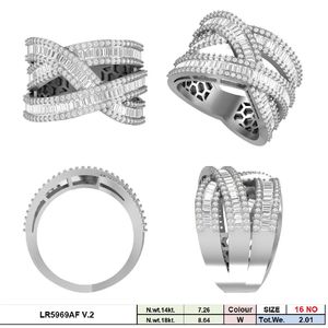 Anillo Cruzado de Varias Hileras con Diamantes Cultivados en Laboratorio CVD de 14K, Oro F, VVS, VS, Corte Baguette, Chapado en Rodio, Certificado IGI, Lujoso para Mujer - Product Image 6