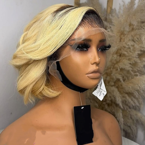 วิกผมบ็อบสั้นผมมนุษย์วิก<span class=keywords><strong>ผม</strong></span>แท้แบบไม่มีกาวด้านหน้าวิกผมสีบลอนด์สำหรับผู้<span class=keywords><strong>หญิง</strong></span><span class=keywords><strong>ผม</strong></span>ดิบอินเดีย - Product Image 2