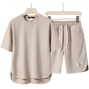 Casual Men T-shirt and Shorts 2 Pieces <b>Sets</b> Sweat Short Fashion Tracksuit Mens Shorts <b>Sets</b> CustomMade Unisex Short <b>Sets</b> - Product Image 1