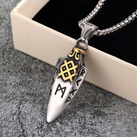 Collier pendentif double face nœud celtique Viking en acier inoxydable pour homme, bijoux nordiques vintage, vente en gros et approvisionnement en vrac