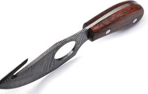 Couteau à lame fixe en acier Damas, couteau à désosser, couteau de chasse à lame pleine, couteau industriel OEM pour le camping et les activités de plein air avec étui - Product Image 2