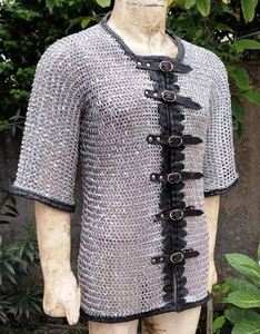 Cota de malla con remaches planos de camisa de aluminio medieval con anillo de arandela, armadura de cuero histórica Hauberk para recreación de Cosplay - Product Image 1