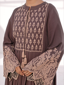 Top Abaya para damas 2025 de talla grande árabe al por mayor personalizado árabe islámico Rosa vestido largo ropa Abaya falta bordado - Product Image 6