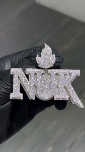 Colgante de lujo con letras personalizadas estilo hip hop, en plata de ley 925, con diamantes de moissanita VVS, para hombre y mujer. - Product Image 2