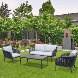 Ensemble de canapé de jardin 4 pièces avec coussins de table de différentes couleurs pour l'extérieur, la cour, l'hôtel ou le patio - Product Image 3