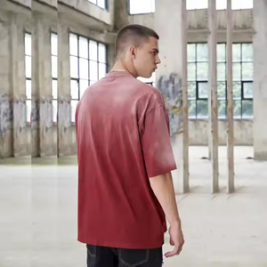 T-shirts à épaules tombantes délavés à l'acide T-shirts pour hommes délavés au soleil avec logo personnalisé pour la vente en gros OEM prix bon marché personnalisation - Product Image 3