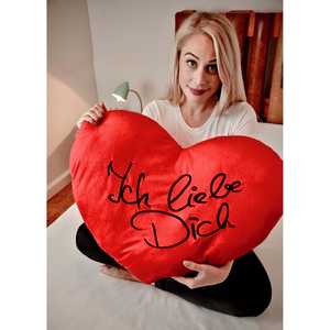 Almohada Corazón XXL 60x45 cm con Bordado 'I Love You', Relleno de Espuma con Forma de Bola Geométrica, Lavable, para Sala de Estar, Dormitorio y Hogar - Product Image 3