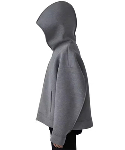 Prix d'usine – Nouveaux sweats à capuche zippés personnalisés style hip-hop pour l'hiver, coupe oversize courte et carrée, en coton épais – Fabricants - Product Image 2